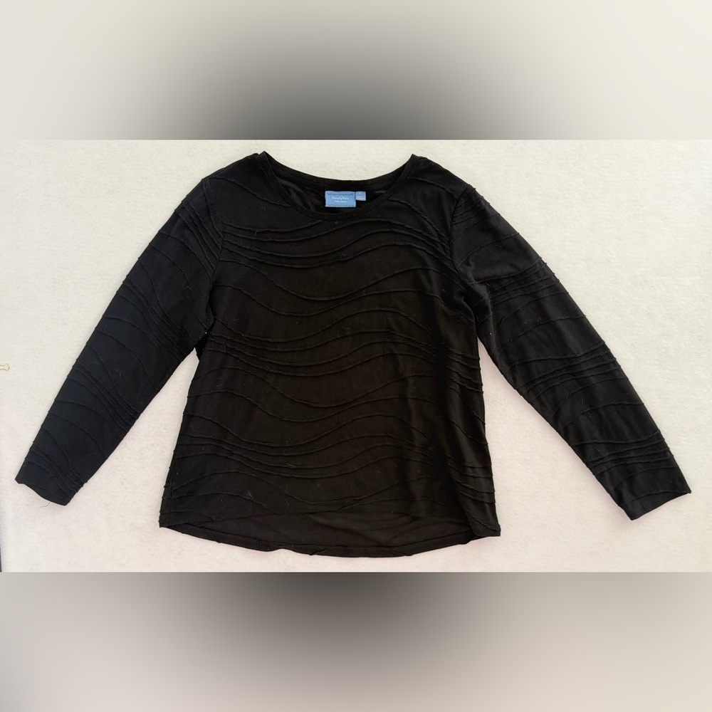 Simply Vera Vera Wang Black Wave Pattern Long Sleeve Top
